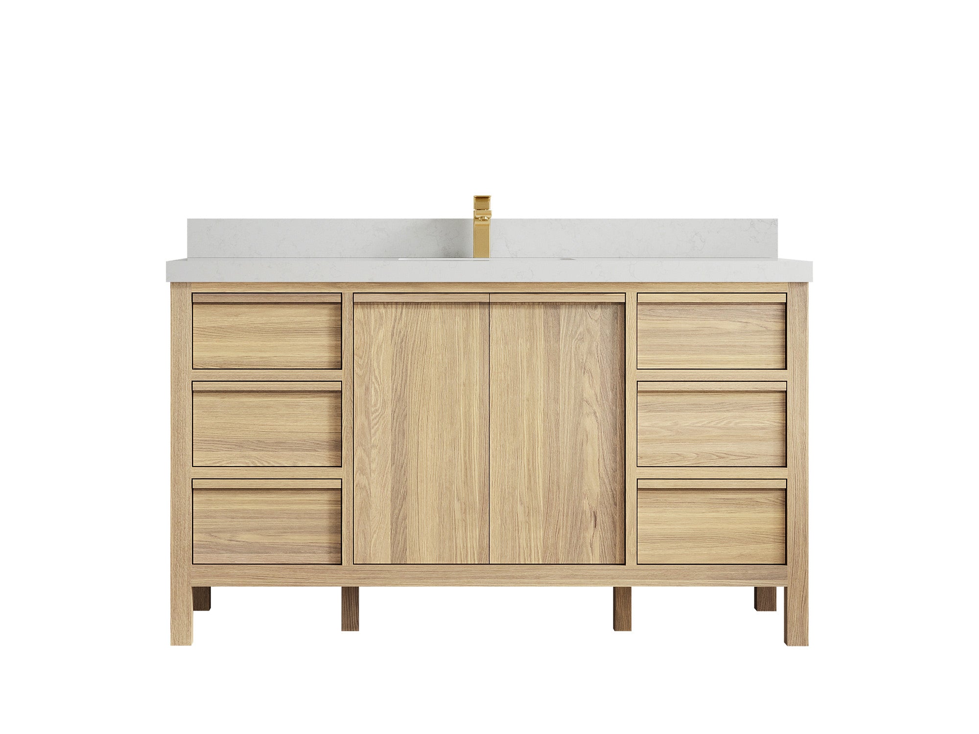 Elizabeth White Oak 60 in. W x 22 in. D Single Sink Bathroom Vanity - Willow Bath and Vanity