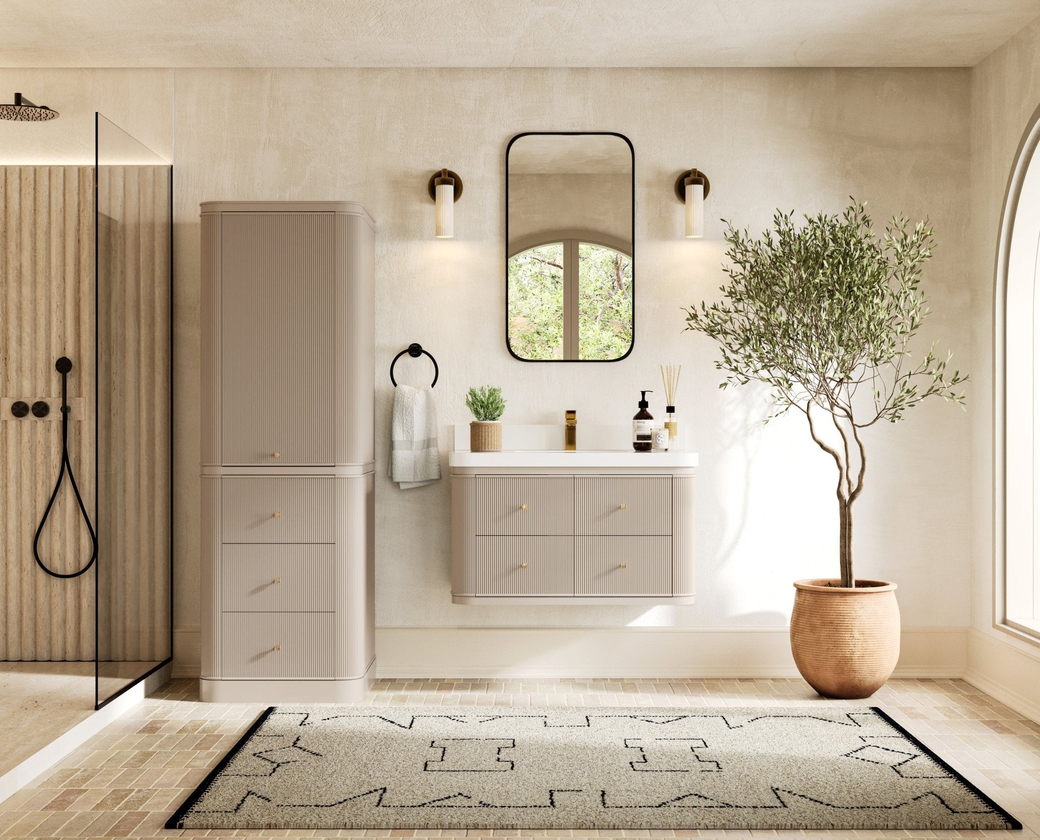 Hampton Floating 36 in. W x 22 in. D Center Sink Bathroom Vanity - Willow Bath and Vanity
