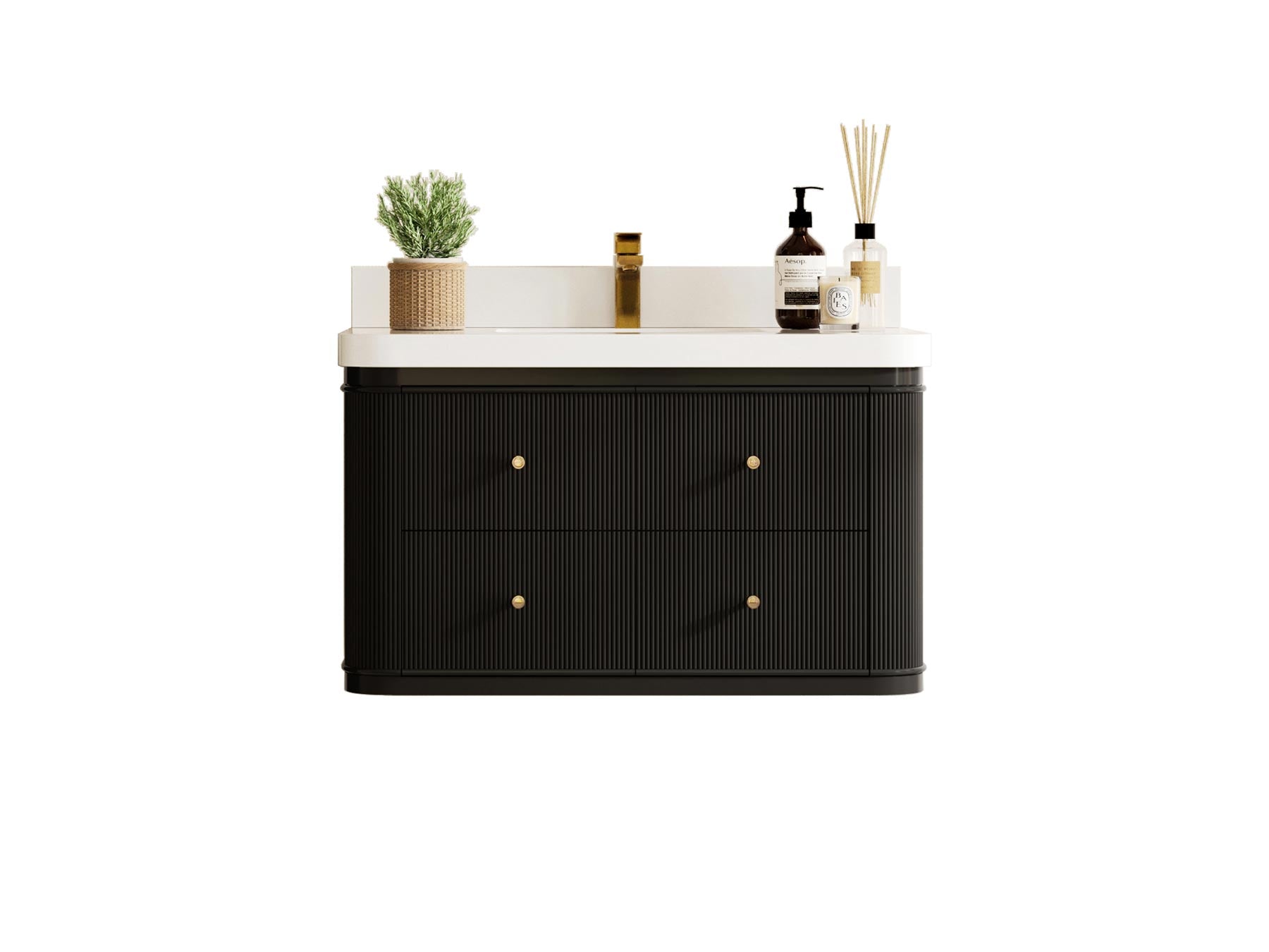 Hampton Floating 36 in. W x 22 in. D Center Sink Bathroom Vanity - Willow Bath and Vanity