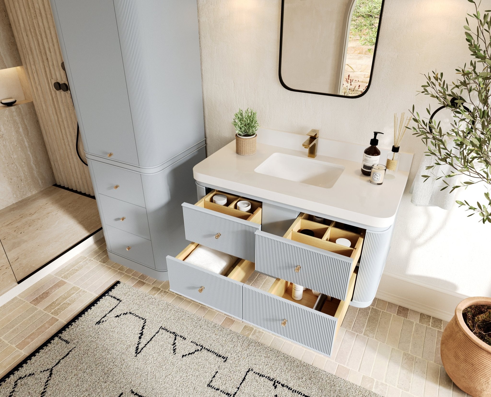 Hampton Floating 42 in. W x 22 in. D Single Sink Bathroom Vanity - Willow Bath and Vanity
