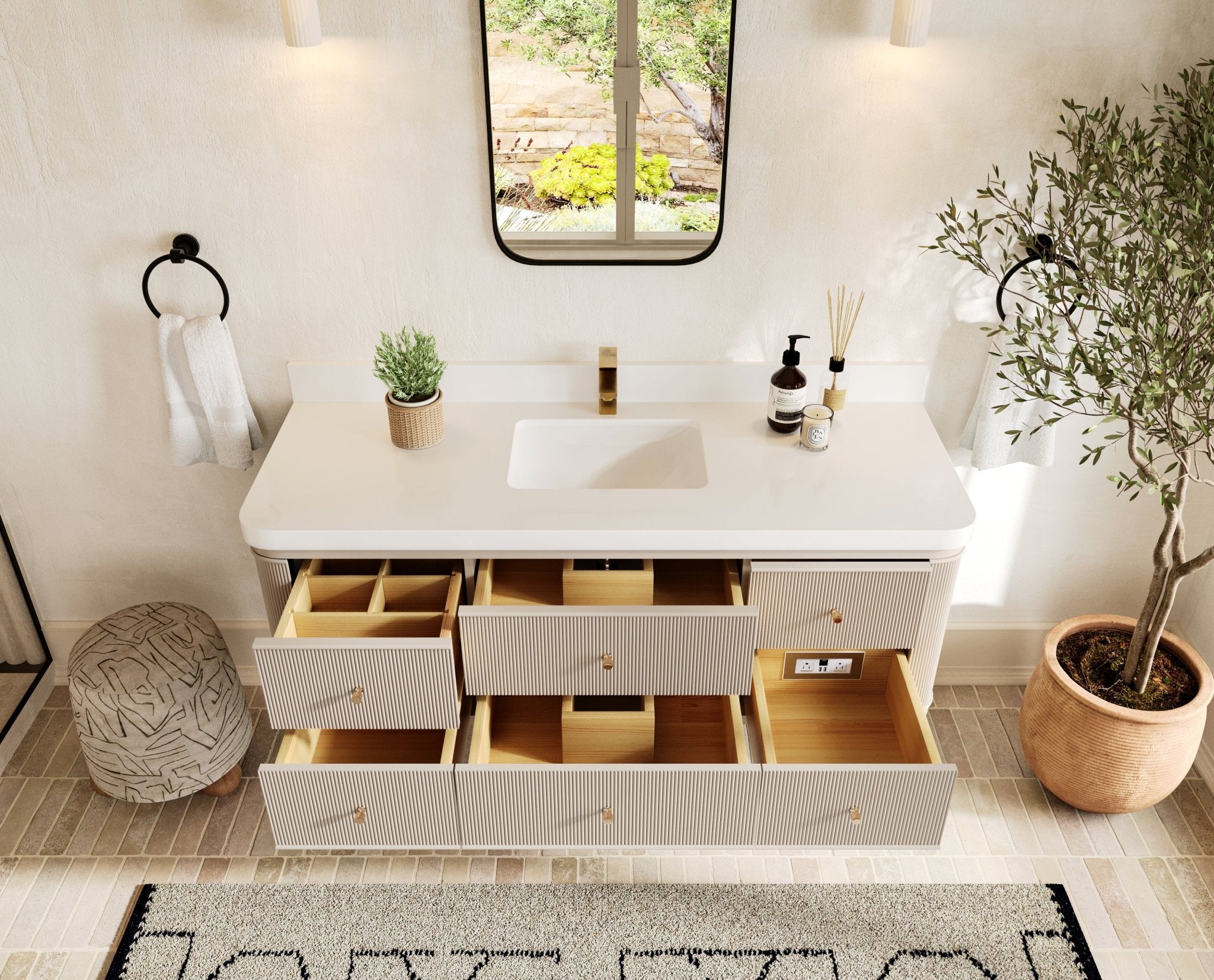 Hampton Floating 60 in. W x 22 in. D Single Sink Bathroom Vanity - Willow Bath and Vanity