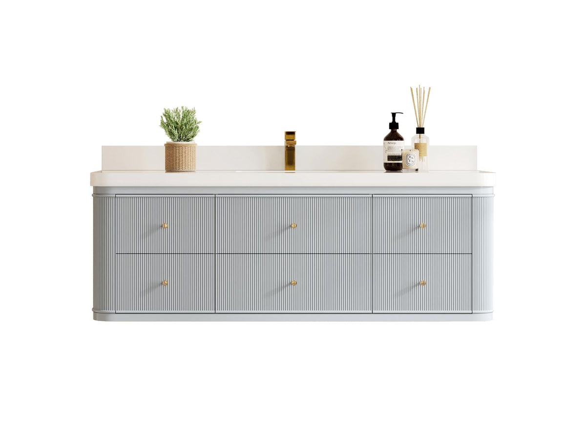 Hampton Floating 60 in. W x 22 in. D Single Sink Bathroom Vanity - Willow Bath and Vanity