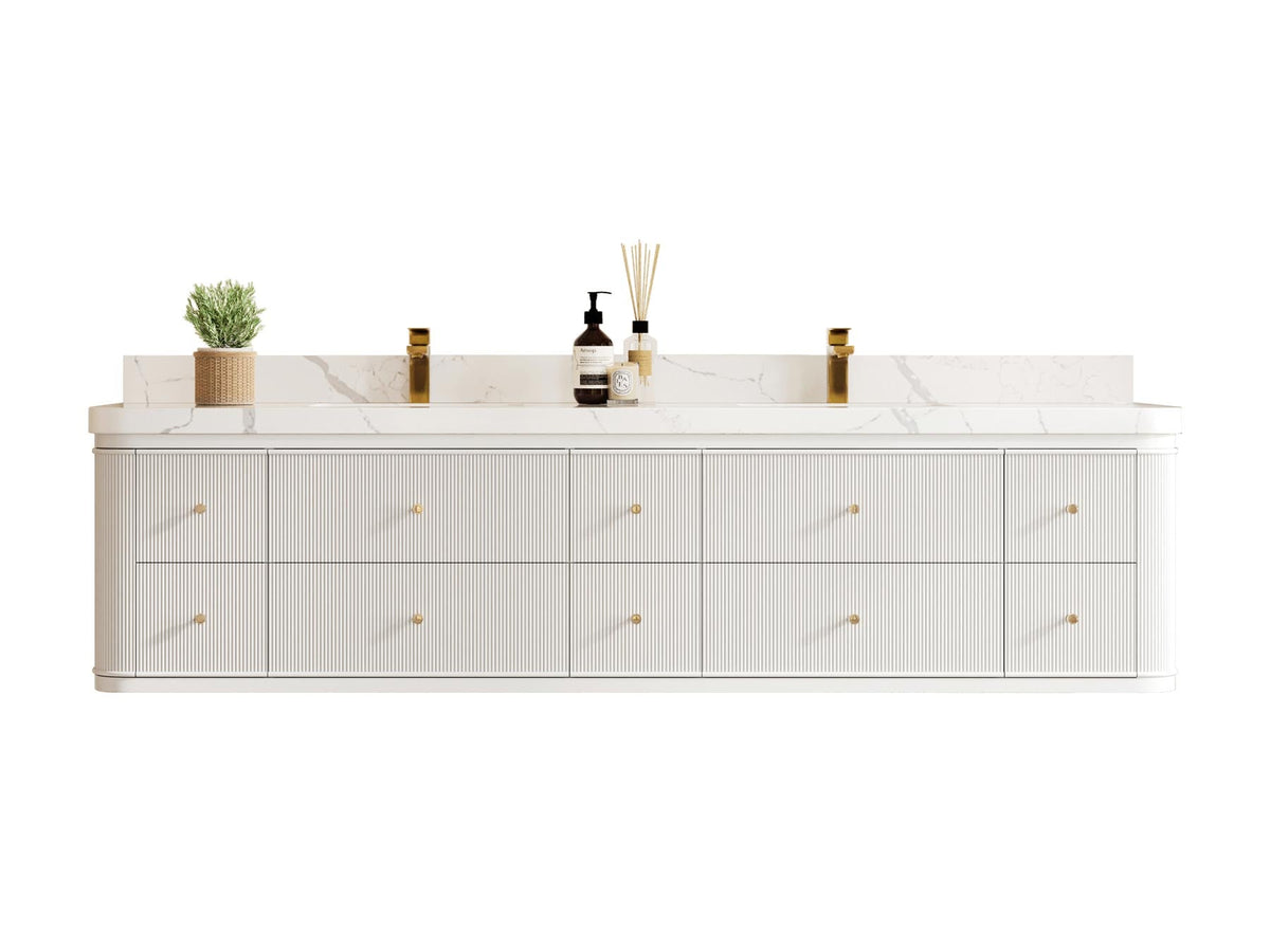 Hampton Floating 84 in. W x 22 in. D Double Sink Bathroom Vanity - Willow Bath and Vanity