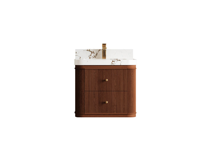 Hampton Floating Teak 24 in. W x 22 in. D Single Sink Bathroom Vanity - photo 1