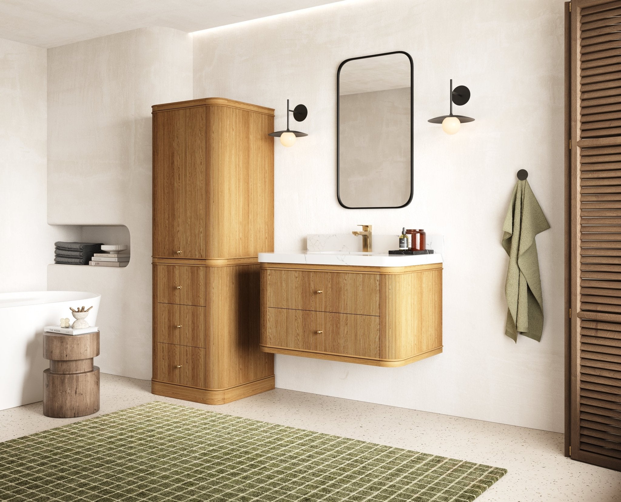 Hampton Floating Teak 36 in. W x 22 in. D Center Sink Bathroom Vanity - Willow Bath and Vanity