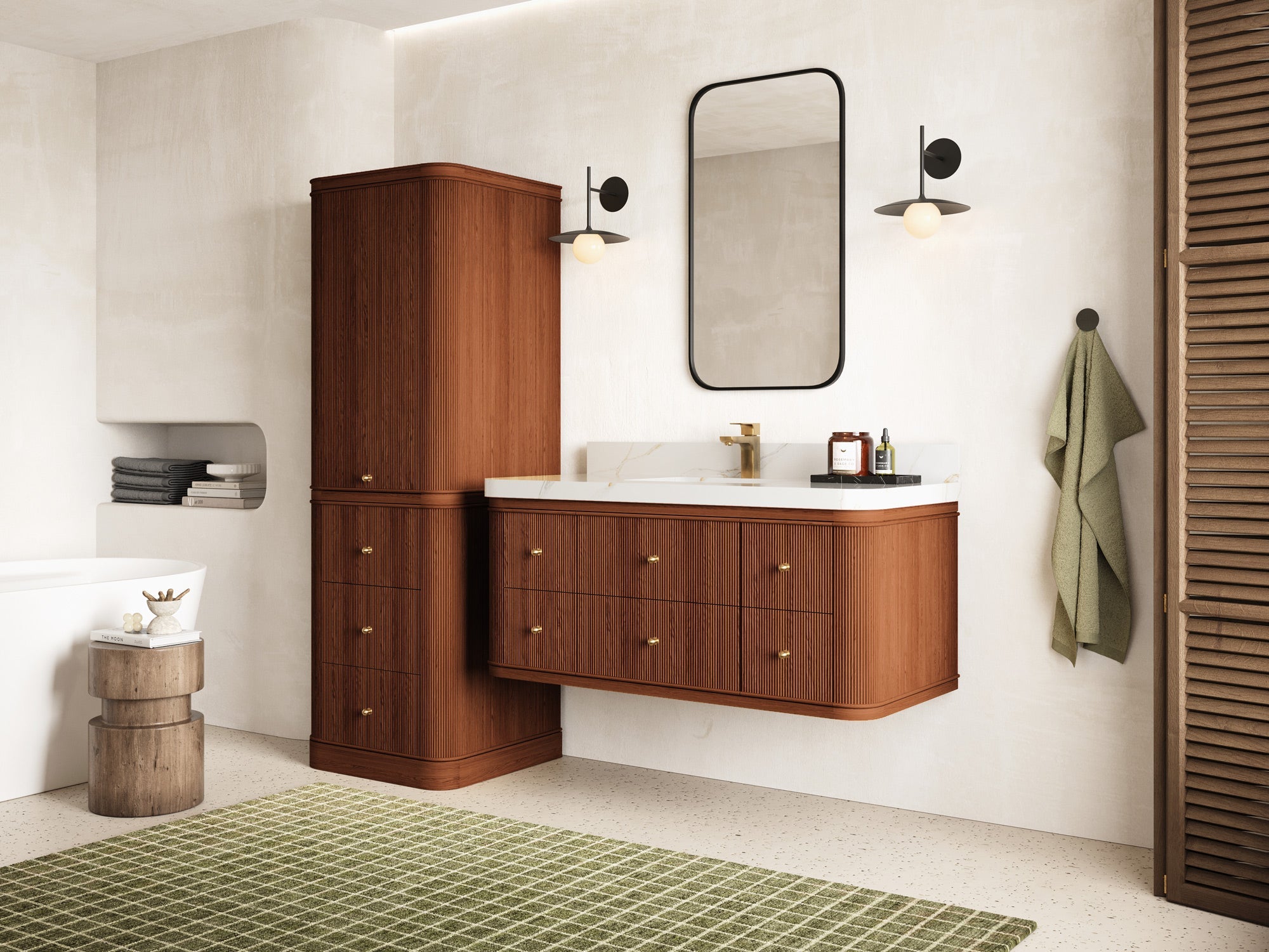 Hampton Floating Teak 48 in. W x 22 in. D Single Sink Bathroom Vanity - Willow Bath and Vanity