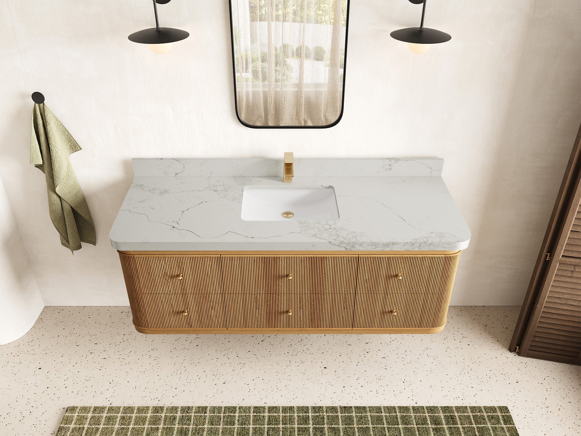 Hampton Floating Teak 60 in. W x 22 in. D Single Sink Bathroom Vanity - Willow Bath and Vanity