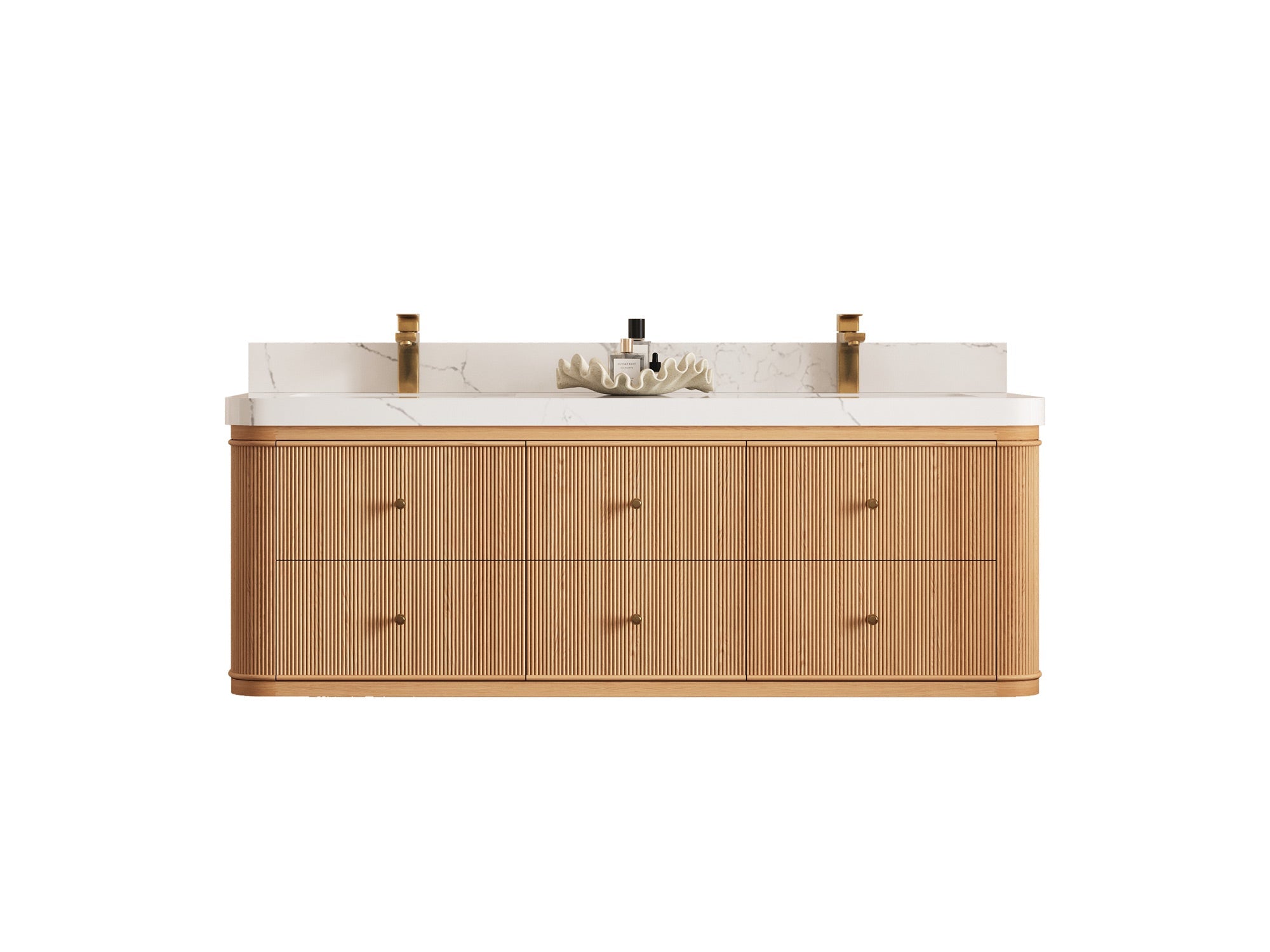 Hampton Floating White Oak 60 in. W x 22 in. D Double Sink Bathroom Vanity - Willow Bath and Vanity