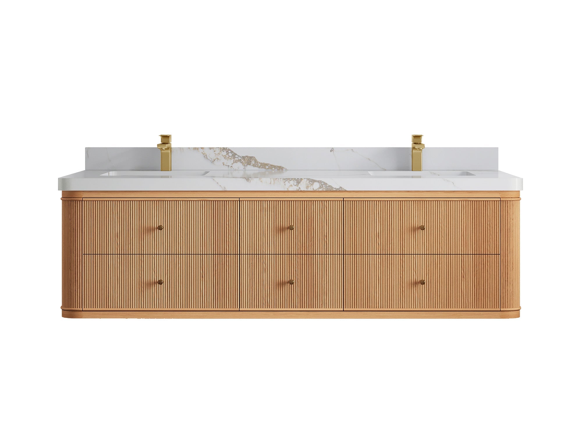 Hampton Floating White Oak 72 in. W x 22 in. D Double Sink Bathroom Vanity - Willow Bath and Vanity