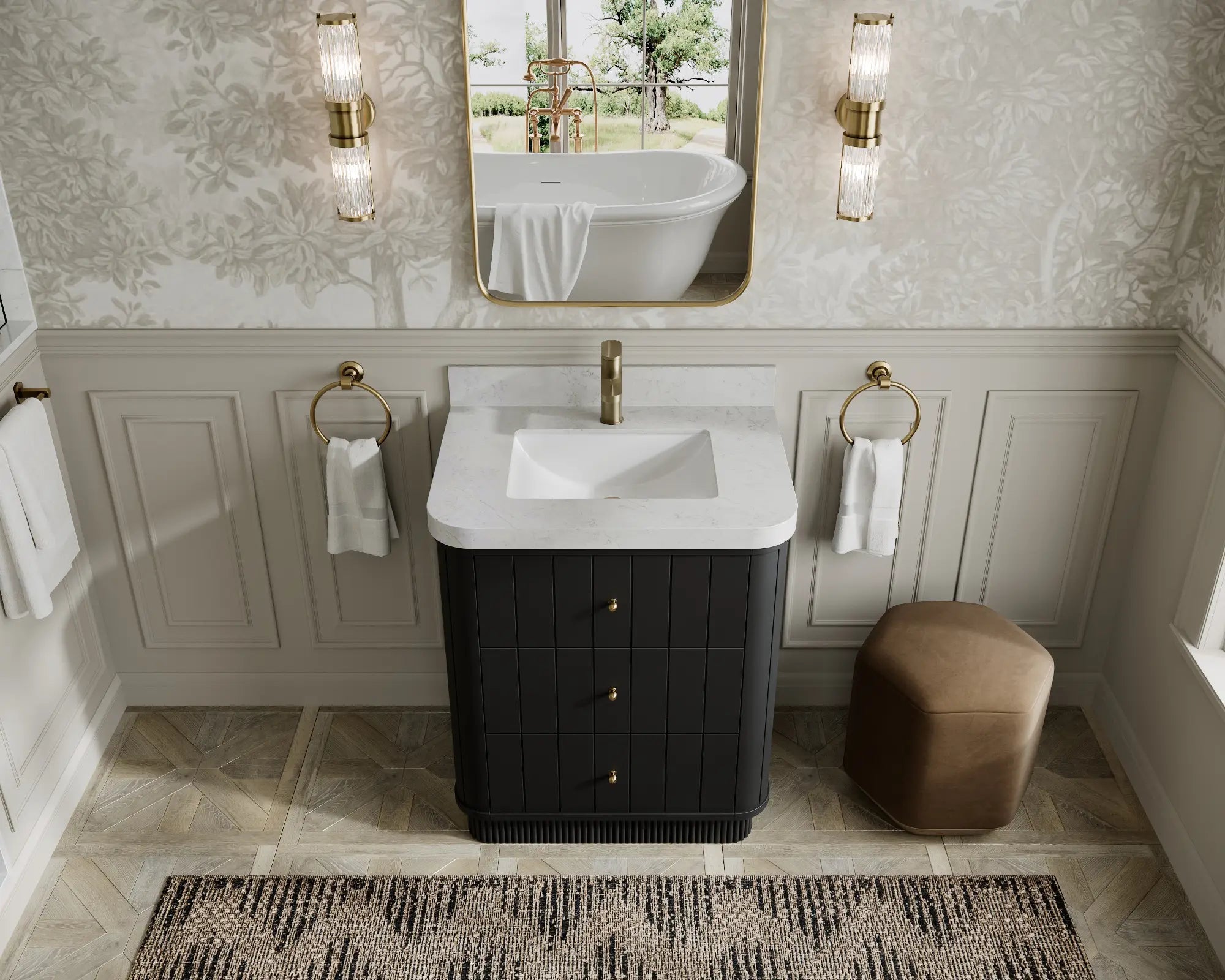 Houston 30 in. W x 22 in. D Free Standing Curved Edge Single Sink Bathroom Vanity - Willow Bath and Vanity