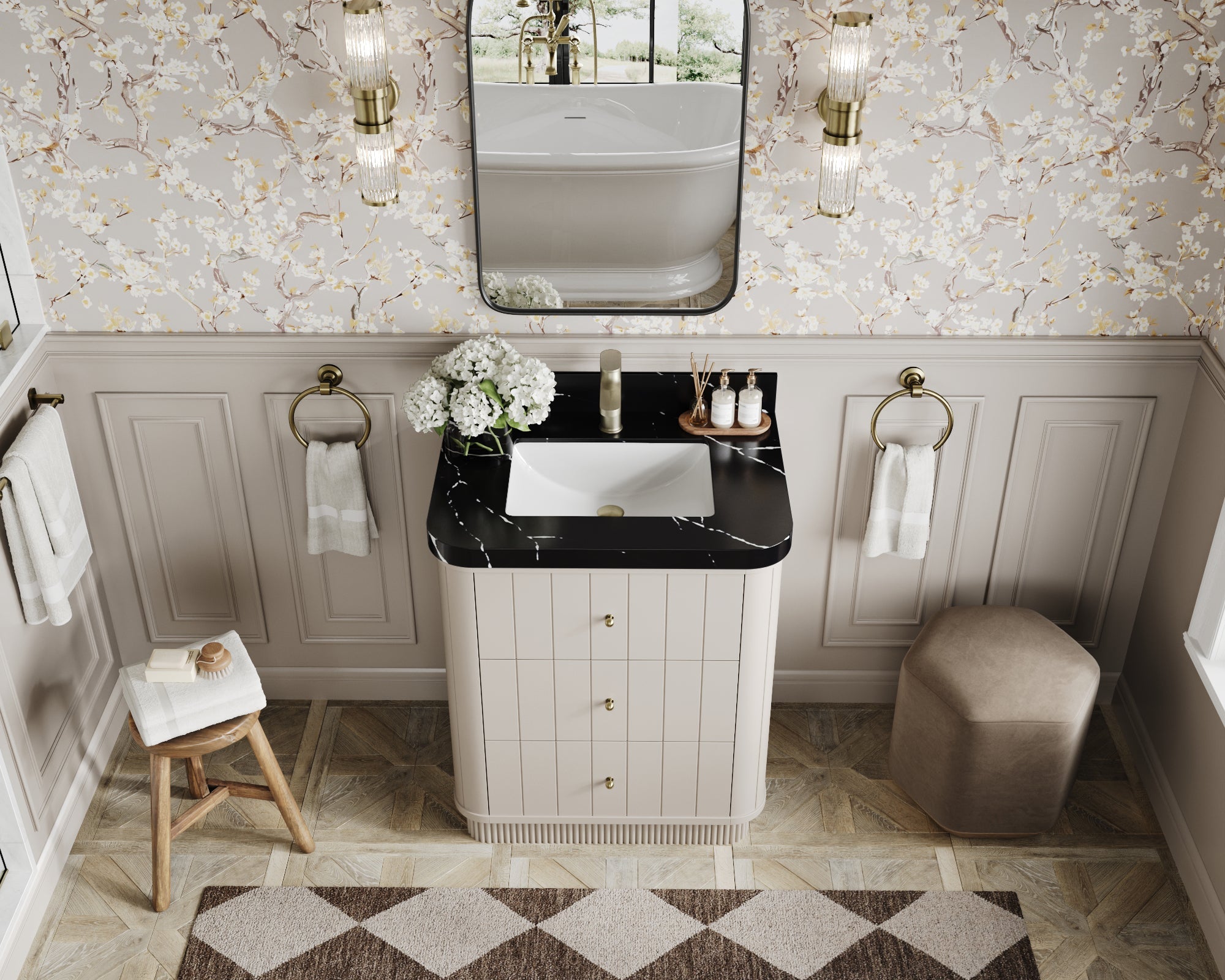 Houston 30 in. W x 22 in. D Free Standing Curved Edge Single Sink Bathroom Vanity - Willow Bath and Vanity