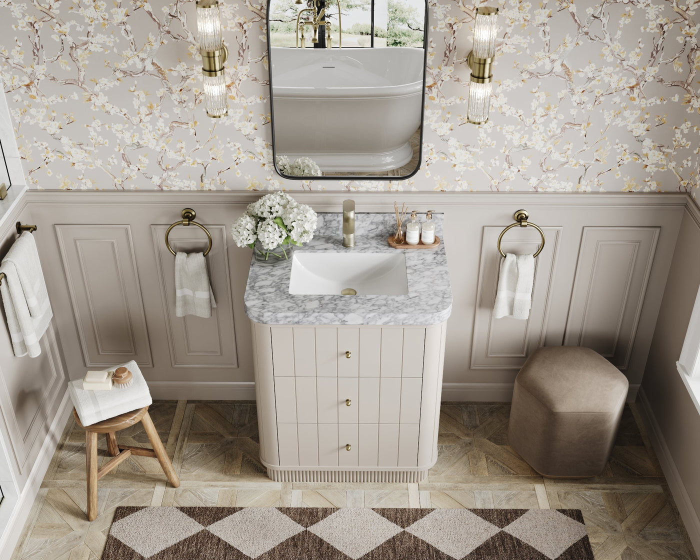 Houston 30 in. W x 22 in. D Free Standing Curved Edge Single Sink Bathroom Vanity