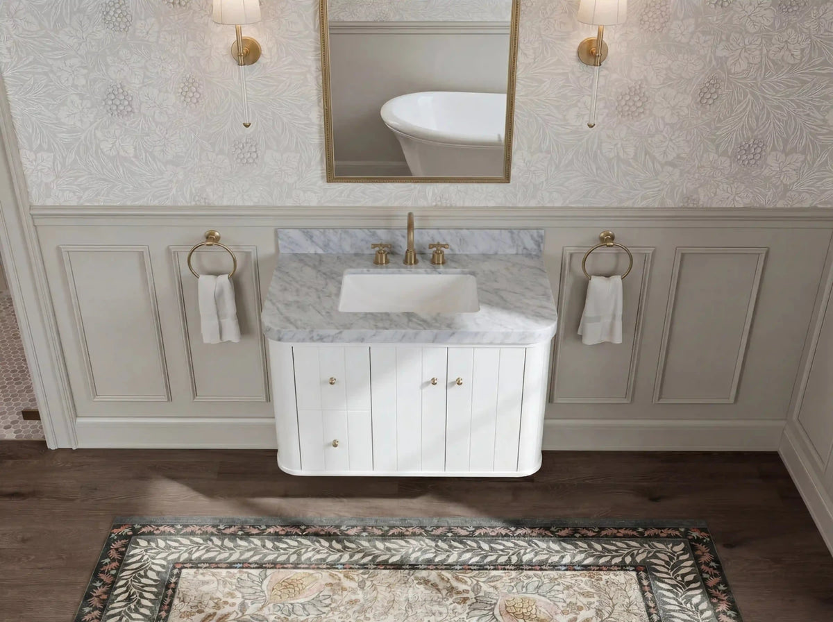 Houston 36 in. W x 22 in. D Floating Bathroom Vanity in Center Sink