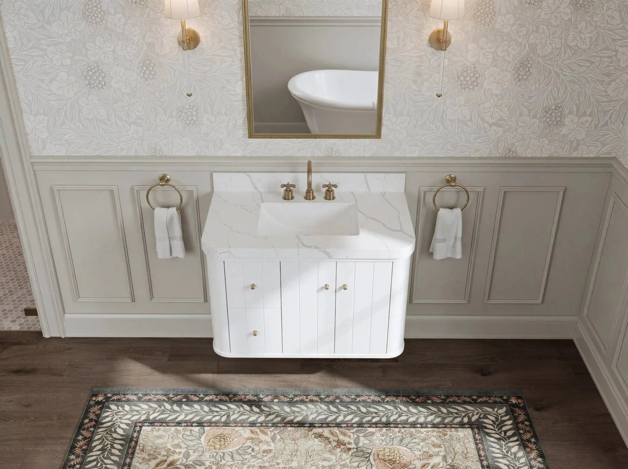 Houston 36 in. W x 22 in. D Floating Bathroom Vanity in Center Sink - Willow Bath and Vanity