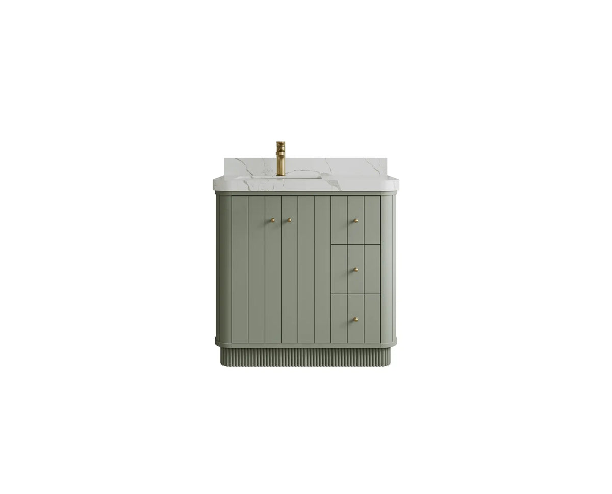 Houston 36 in. W x 22 in. D Free Standing Curved Edge Left Offset Sink Bathroom Vanity - Willow Bath and Vanity