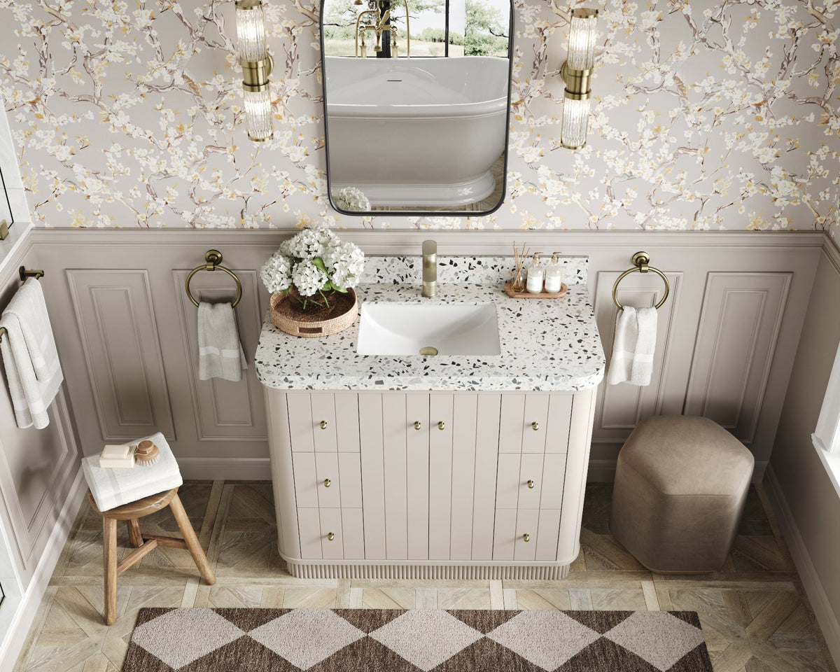 Houston 42 in. W x 22 in. D Free Standing Curved Edge Single Sink Bathroom Vanity - Willow Bath and Vanity