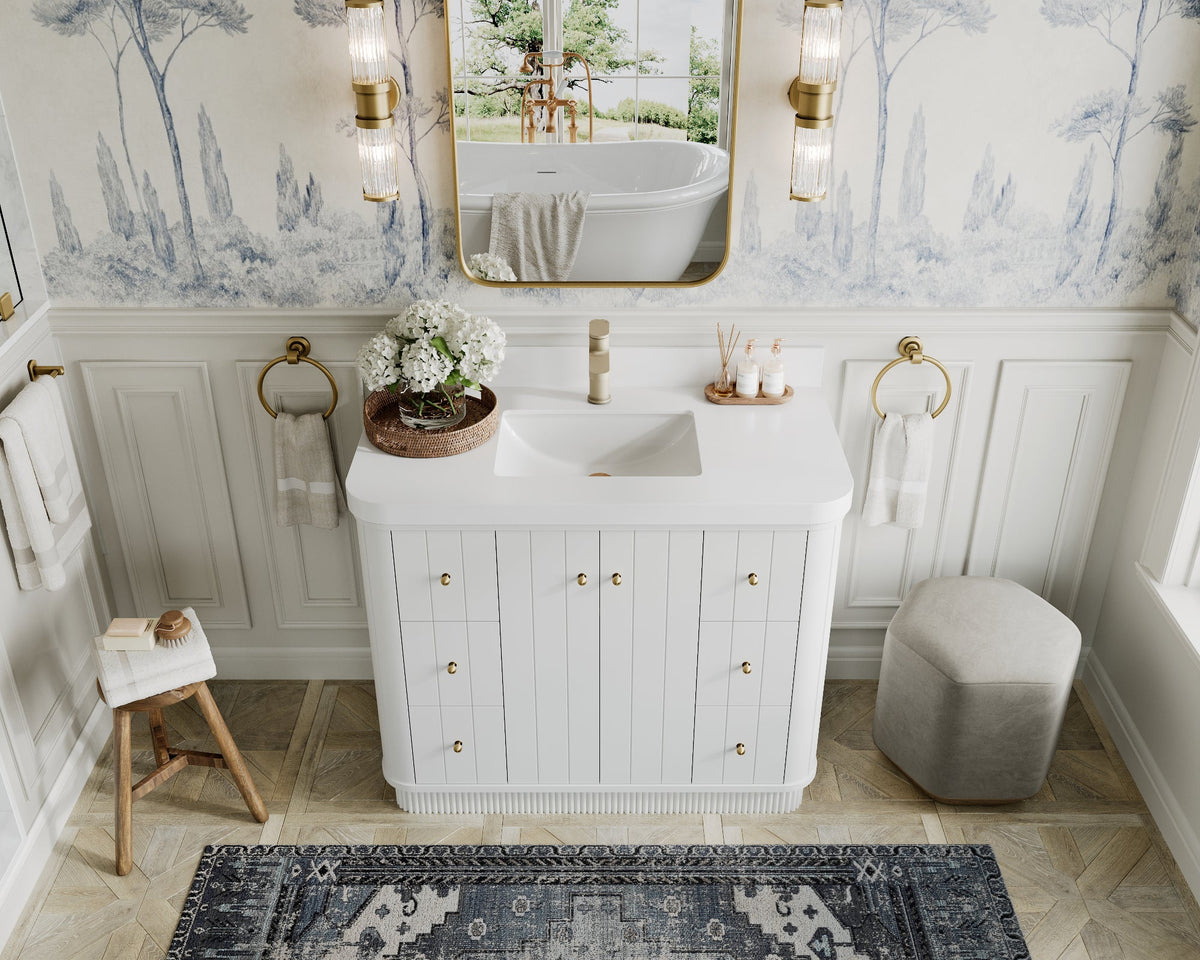 Houston 42 in. W x 22 in. D Free Standing Curved Edge Single Sink Bathroom Vanity - Willow Bath and Vanity