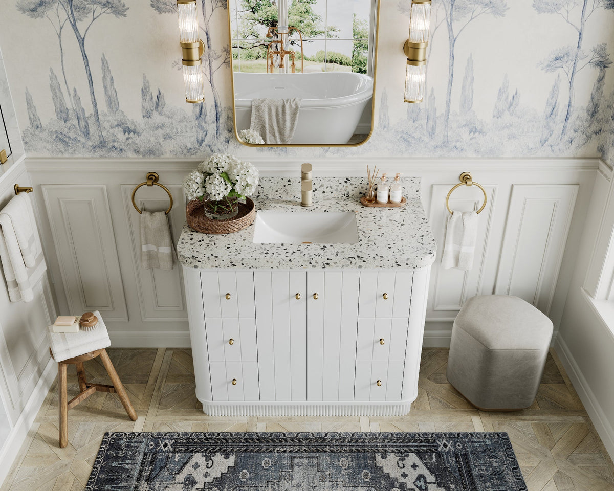 Houston 42 in. W x 22 in. D Free Standing Curved Edge Single Sink Bathroom Vanity - Willow Bath and Vanity