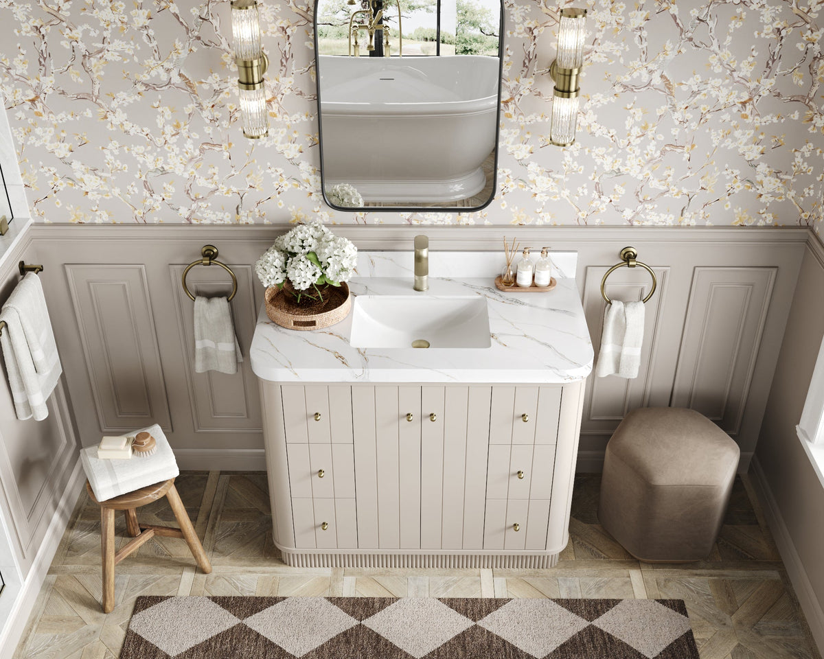 Houston 48 in. W x 22 in. D Free Standing Curved Edge Single Sink Bathroom Vanity - Willow Bath and Vanity