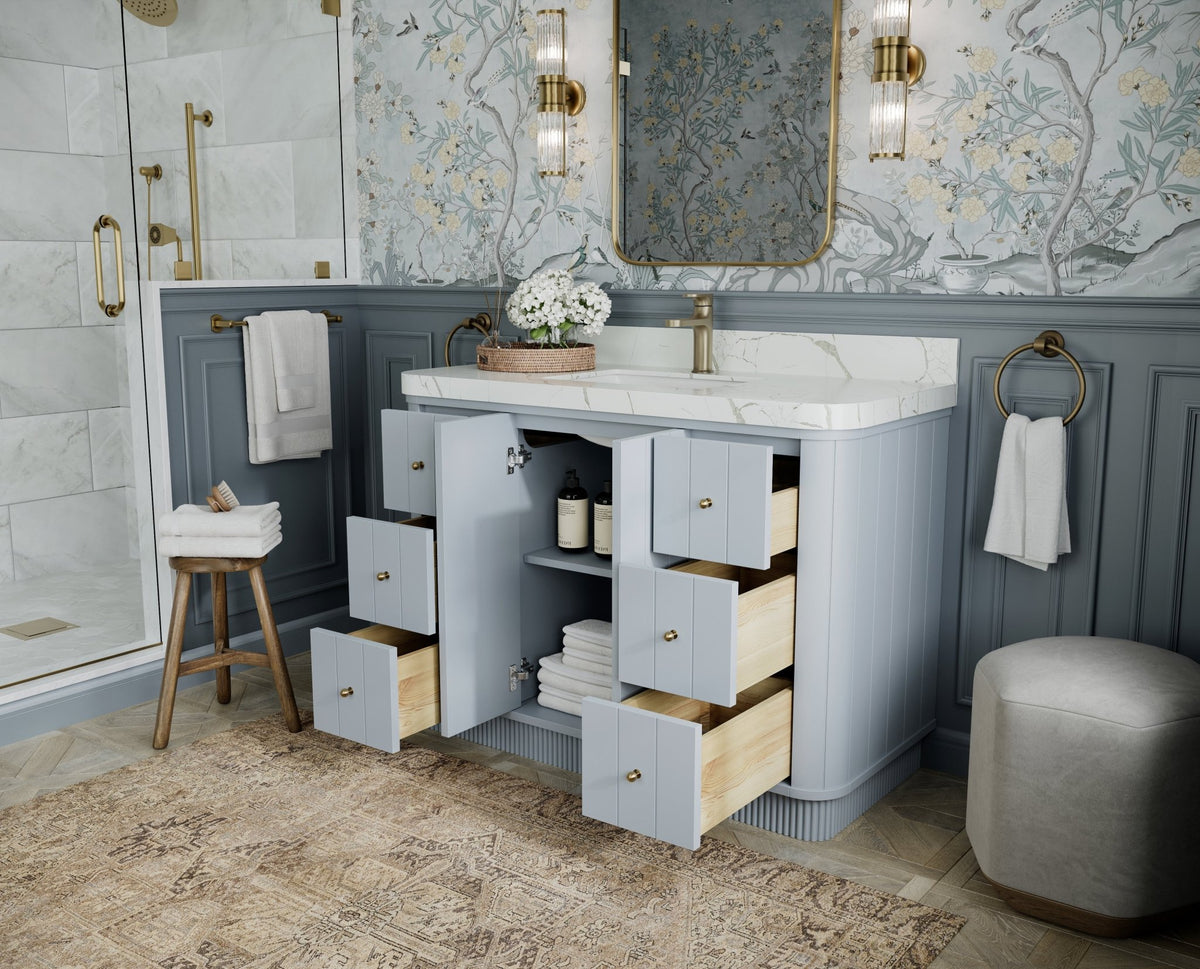 Houston 48 in. W x 22 in. D Free Standing Curved Edge Single Sink Bathroom Vanity - Willow Bath and Vanity