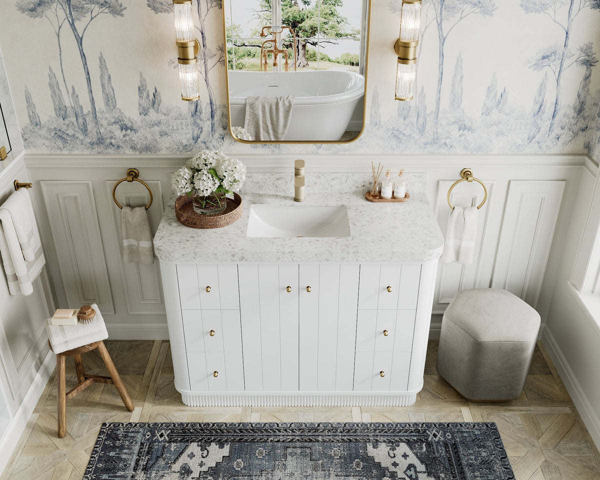 Houston 48 in. W x 22 in. D Free Standing Curved Edge Single Sink Bathroom Vanity - Willow Bath and Vanity