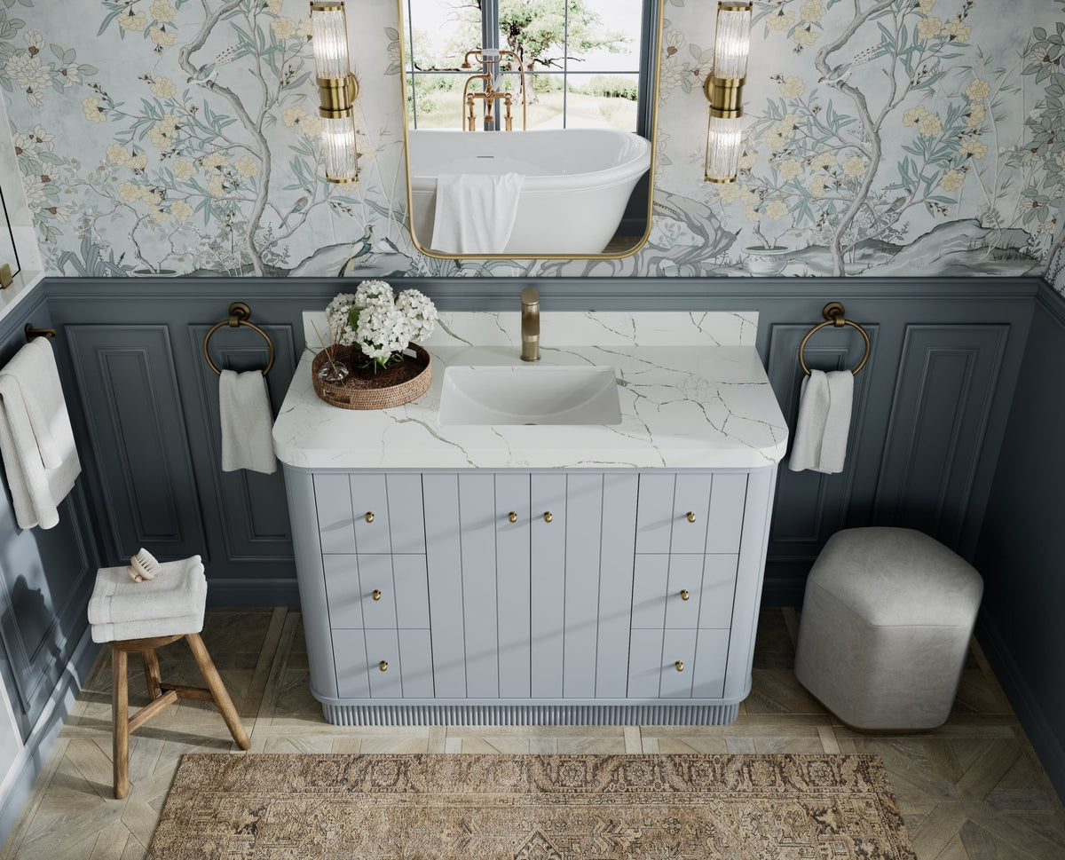 Houston 48 in. W x 22 in. D Free Standing Curved Edge Single Sink Bathroom Vanity - Willow Bath and Vanity