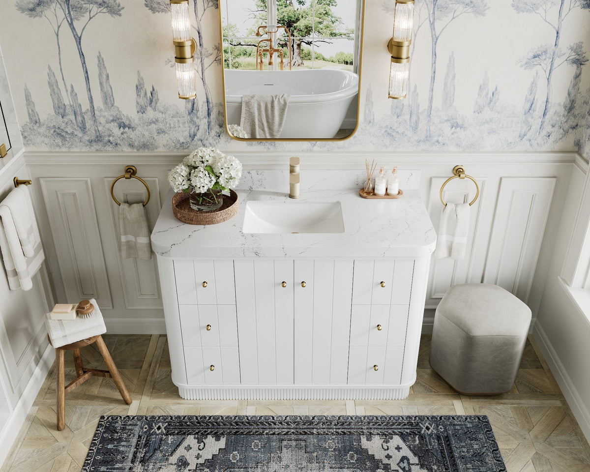 Houston 48 in. W x 22 in. D Free Standing Curved Edge Single Sink Bathroom Vanity - Willow Bath and Vanity