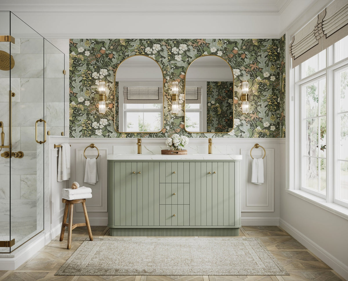 Houston 60 in. W x 22 in. D Free Standing Curved Edge Double Sink Bathroom Vanity - Willow Bath and Vanity