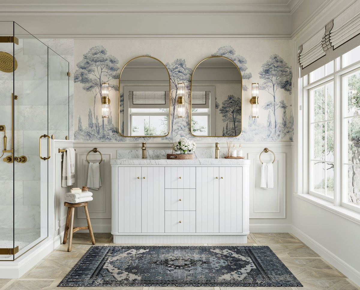 Houston 60 in. W x 22 in. D Free Standing Curved Edge Double Sink Bathroom Vanity - Willow Bath and Vanity