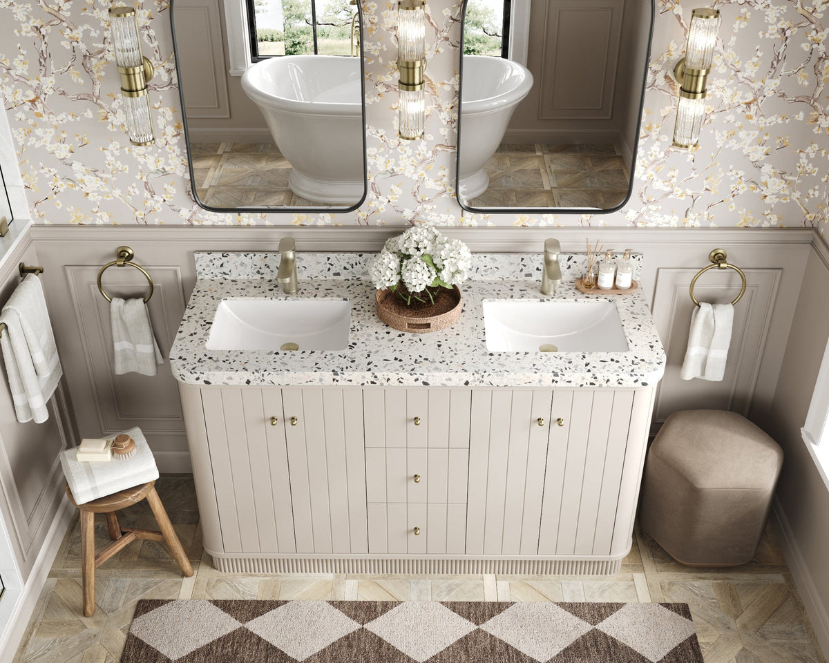 Houston 60 in. W x 22 in. D Free Standing Curved Edge Double Sink Bathroom Vanity - Willow Bath and Vanity