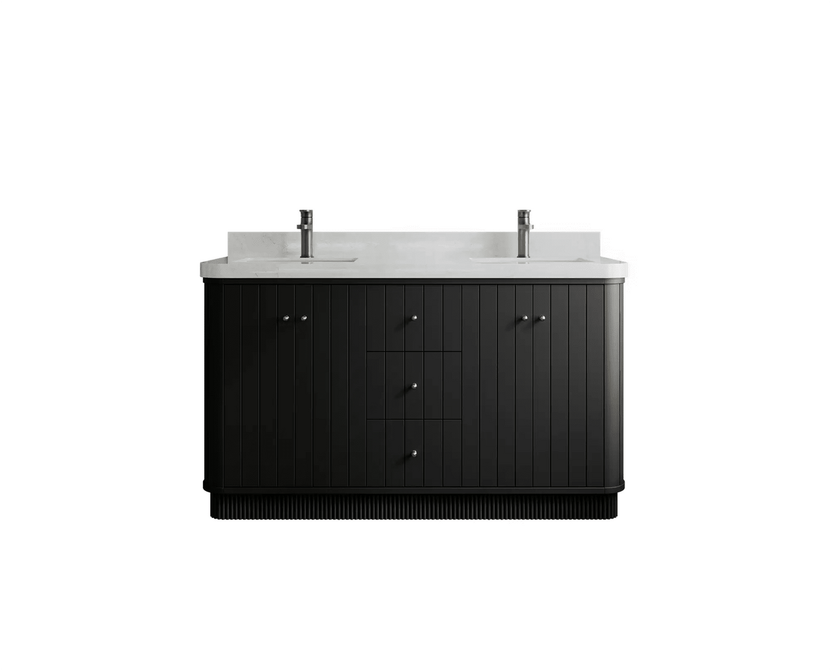 Houston 60 in. W x 22 in. D Free Standing Curved Edge Double Sink Bathroom Vanity - Willow Bath and Vanity
