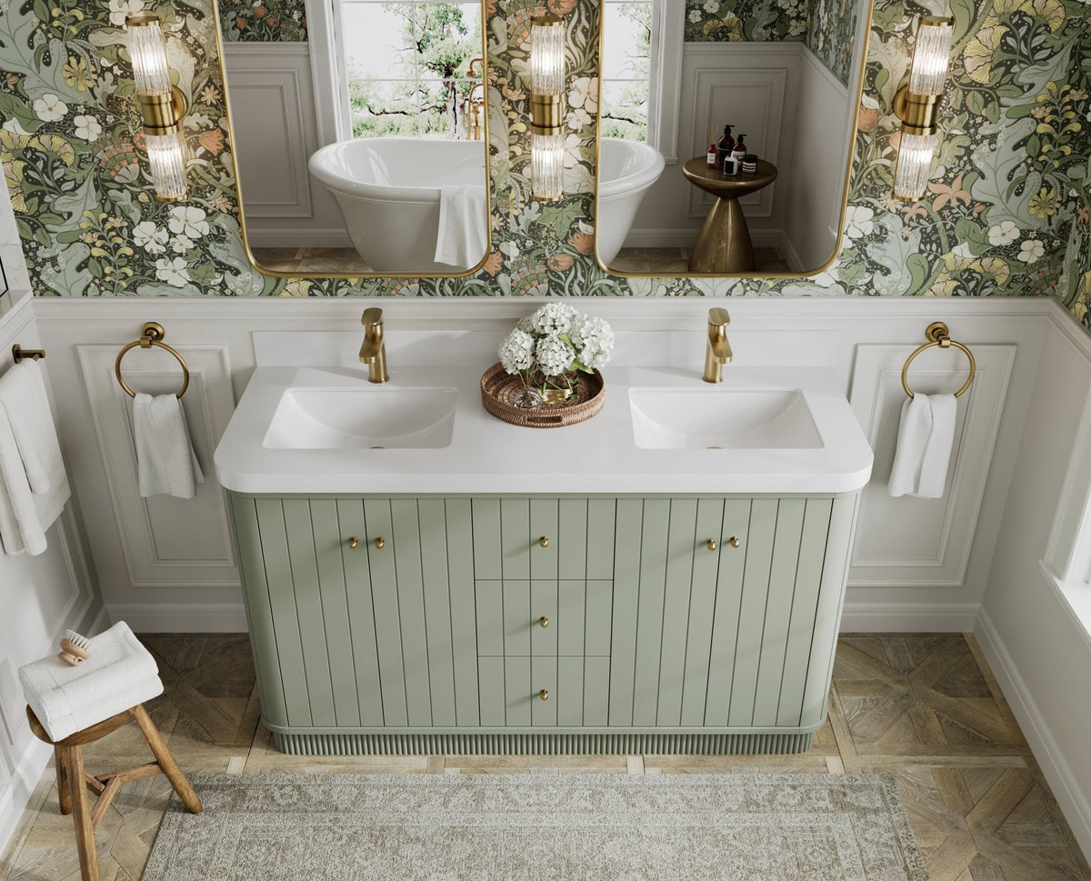 Houston 60 in. W x 22 in. D Free Standing Curved Edge Double Sink Bathroom Vanity - Willow Bath and Vanity