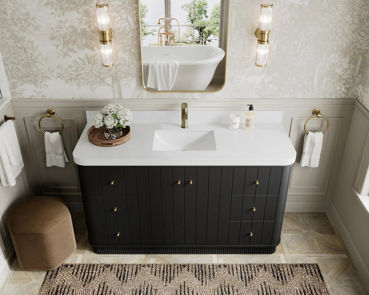 Houston 60 in. W x 22 in. D Free Standing Curved Edge Single Sink Bathroom Vanity - Willow Bath and Vanity