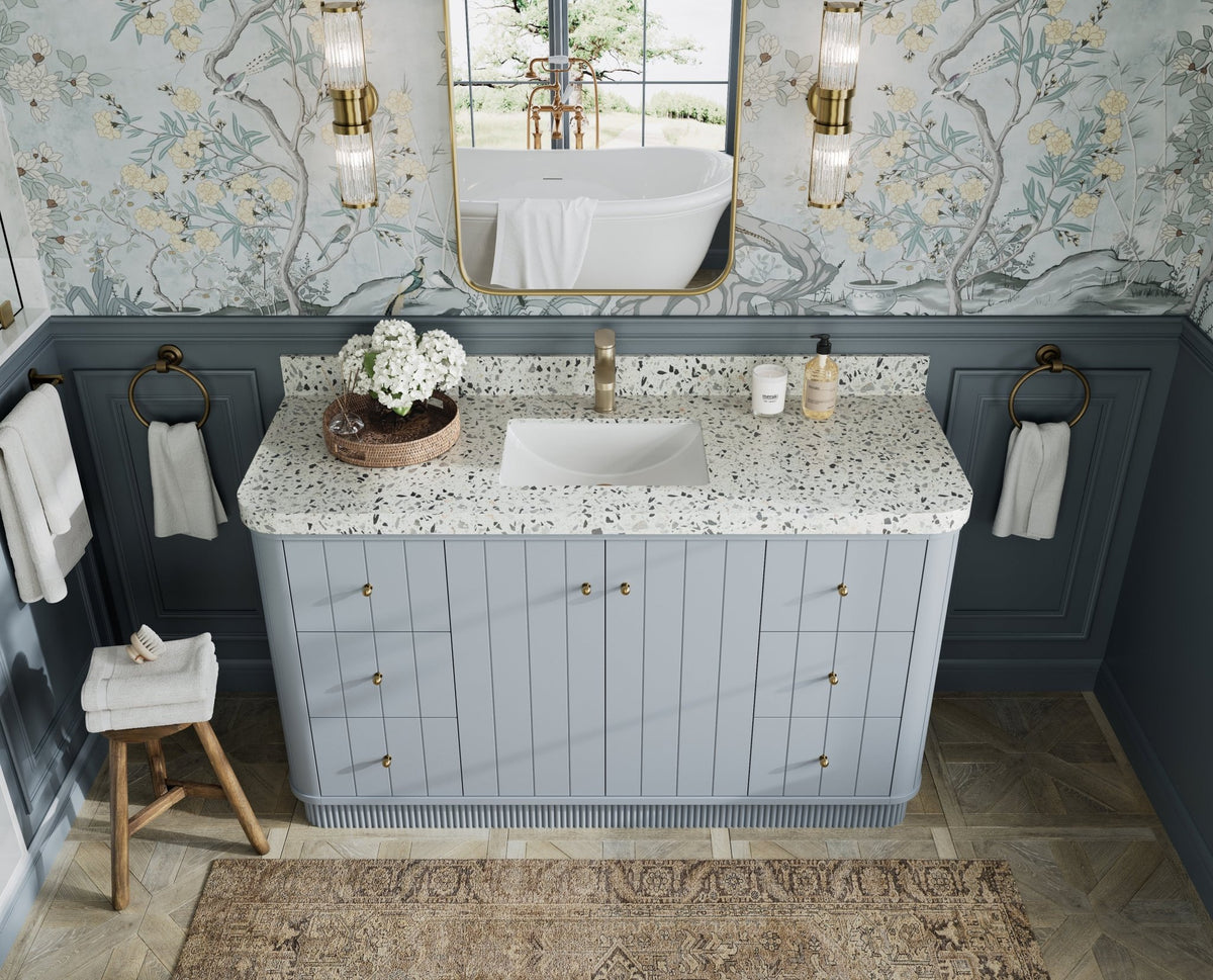 Houston 60 in. W x 22 in. D Free Standing Curved Edge Single Sink Bathroom Vanity - Willow Bath and Vanity