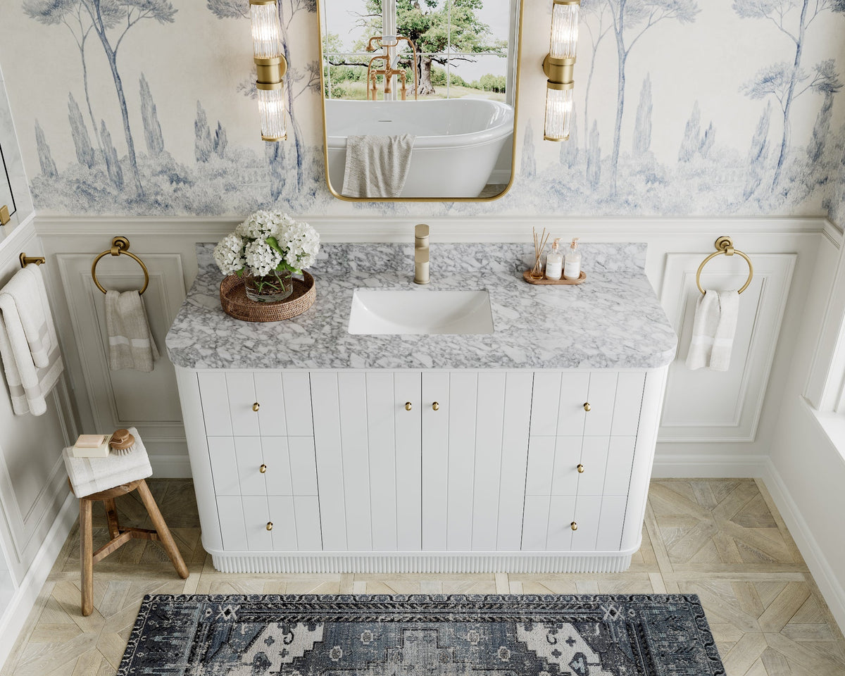 Houston 60 in. W x 22 in. D Free Standing Curved Edge Single Sink Bathroom Vanity - Willow Bath and Vanity