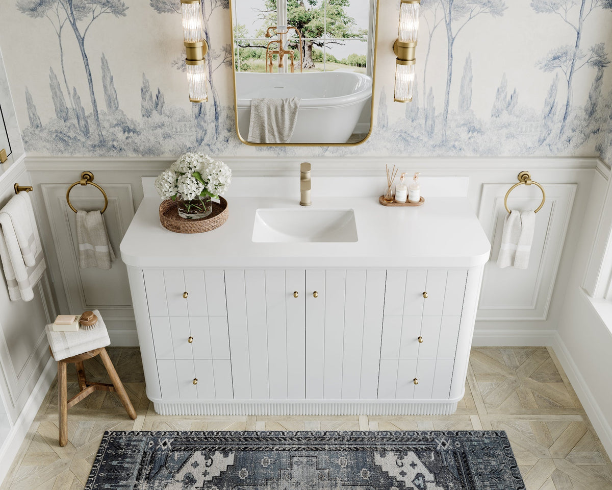 Houston 60 in. W x 22 in. D Free Standing Curved Edge Single Sink Bathroom Vanity - Willow Bath and Vanity