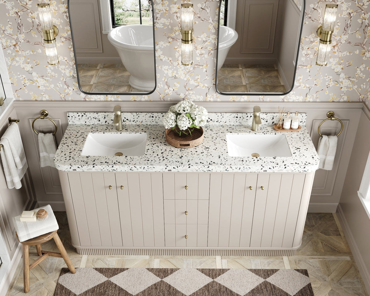 Houston 72 in. W x 22 in. D Free Standing Curved Edge Double Sink Bathroom Vanity - Willow Bath and Vanity