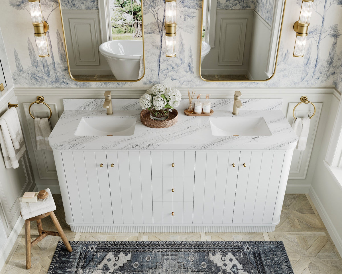 Houston 72 in. W x 22 in. D Free Standing Curved Edge Double Sink Bathroom Vanity - Willow Bath and Vanity