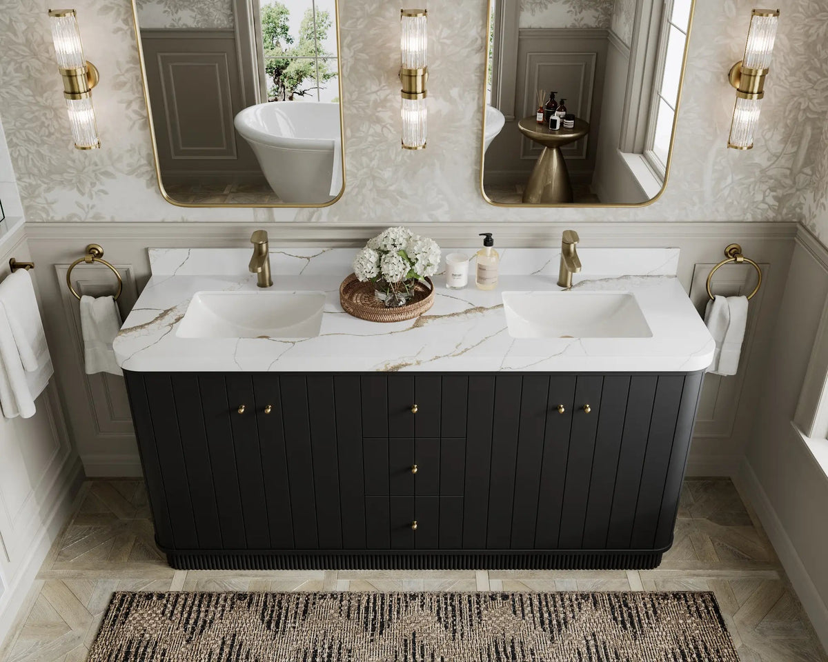 Houston 72 in. W x 22 in. D Free Standing Curved Edge Double Sink Bathroom Vanity - Willow Bath and Vanity