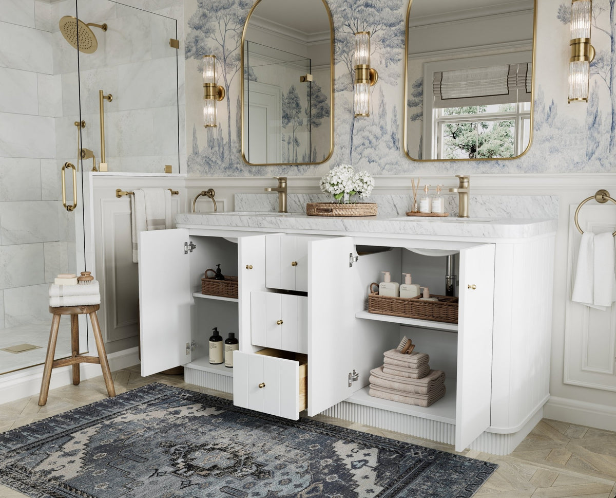 Houston 72 in. W x 22 in. D Free Standing Curved Edge Double Sink Bathroom Vanity - Willow Bath and Vanity