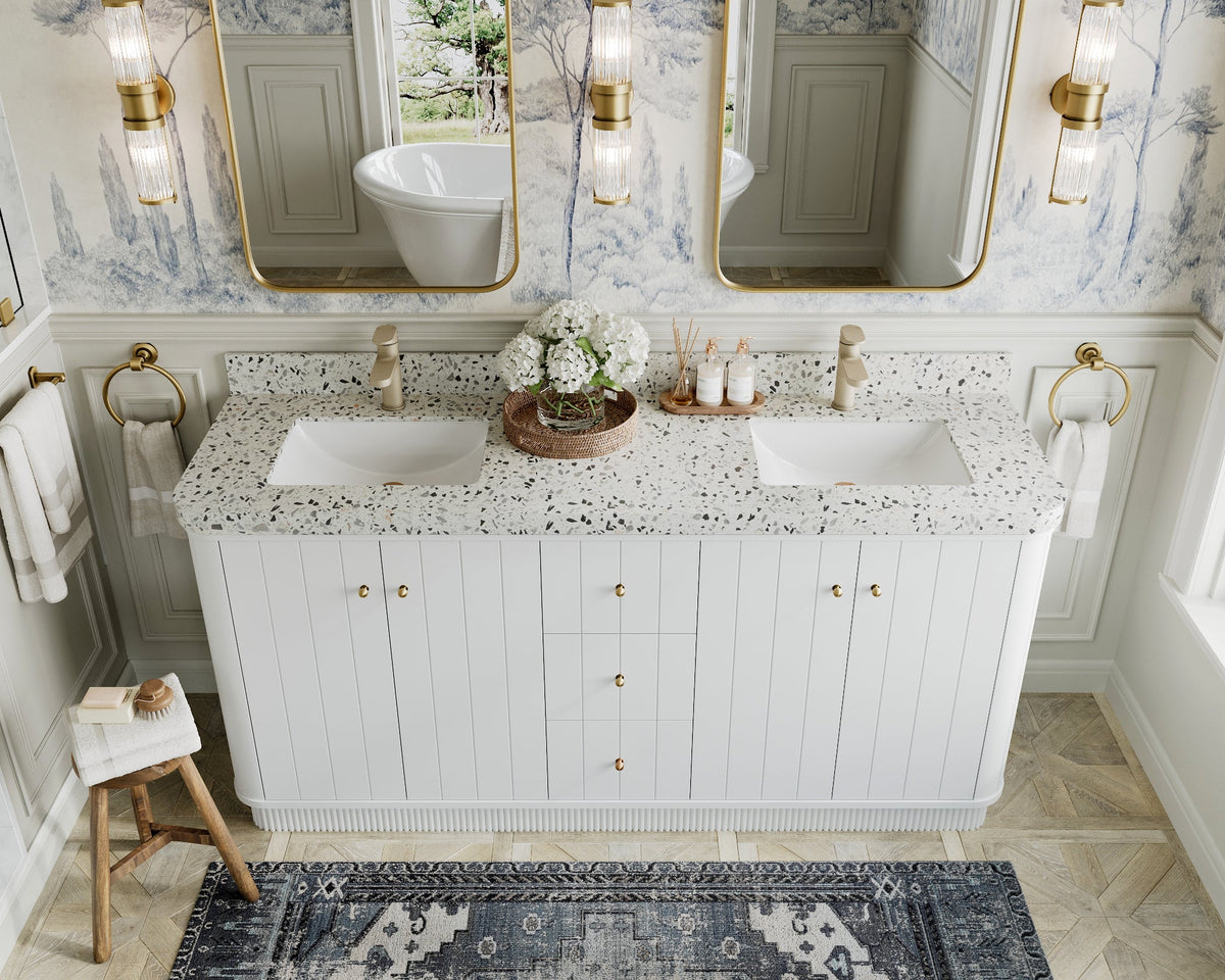 Houston 72 in. W x 22 in. D Free Standing Curved Edge Double Sink Bathroom Vanity - Willow Bath and Vanity