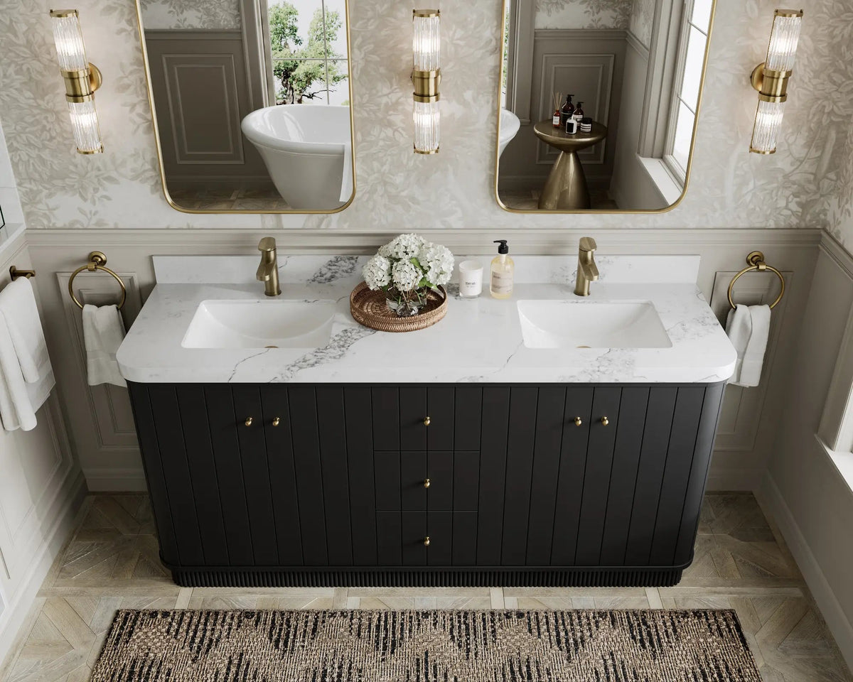 Houston 72 in. W x 22 in. D Free Standing Curved Edge Double Sink Bathroom Vanity - Willow Bath and Vanity