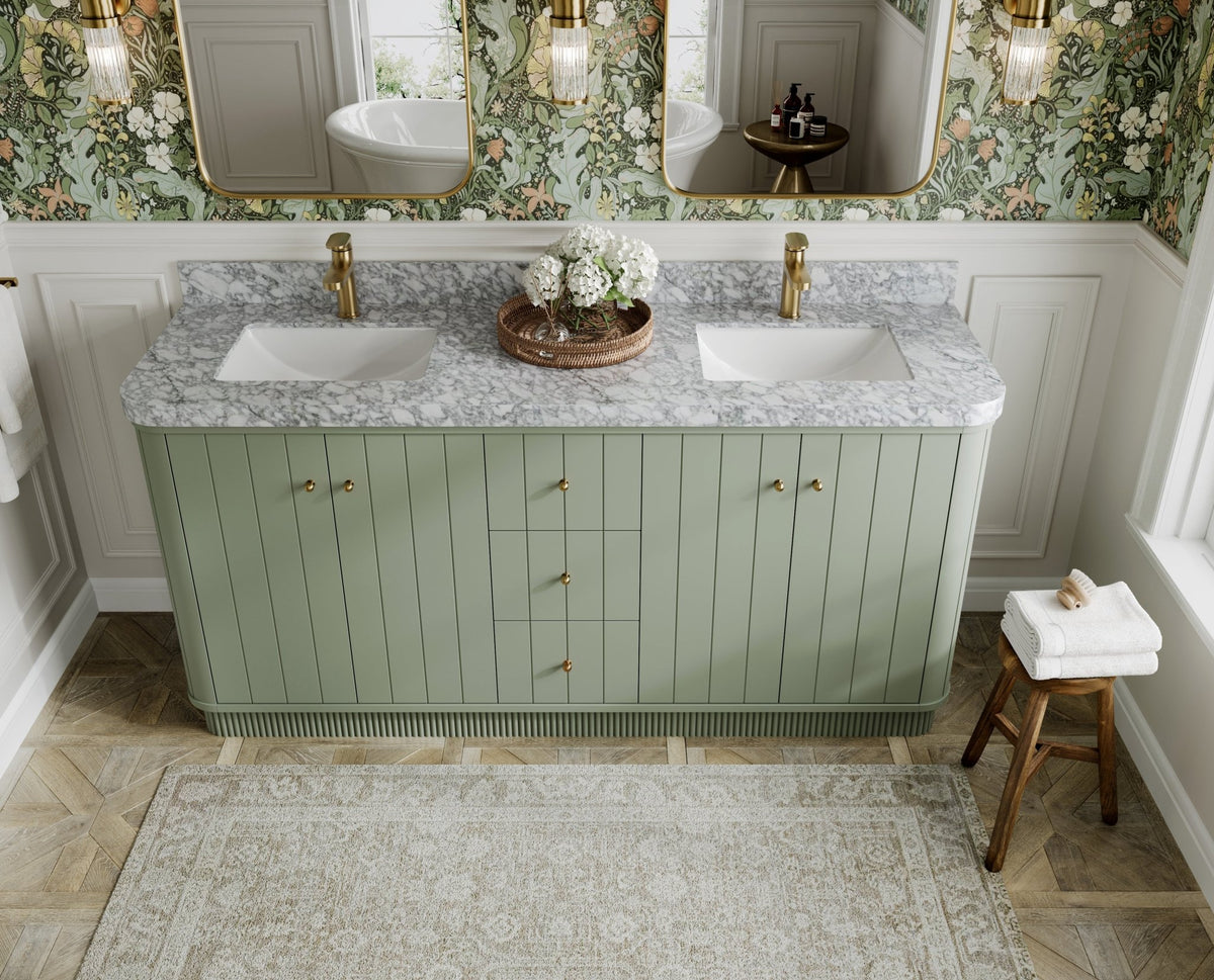 Houston 72 in. W x 22 in. D Free Standing Curved Edge Double Sink Bathroom Vanity - Willow Bath and Vanity