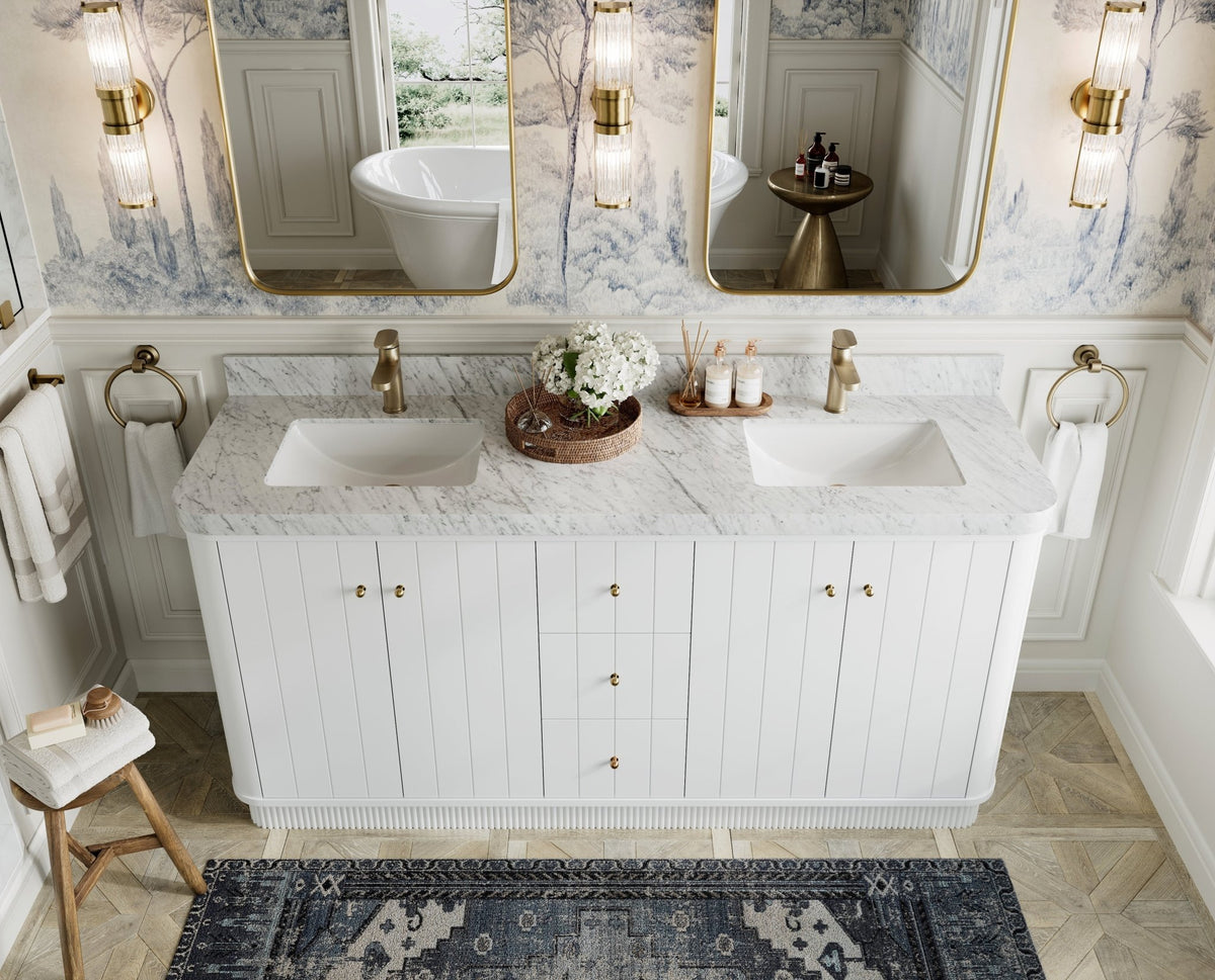 Houston 72 in. W x 22 in. D Free Standing Curved Edge Double Sink Bathroom Vanity - Willow Bath and Vanity