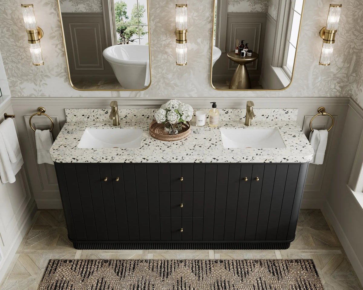 Houston 72 in. W x 22 in. D Free Standing Curved Edge Double Sink Bathroom Vanity - Willow Bath and Vanity