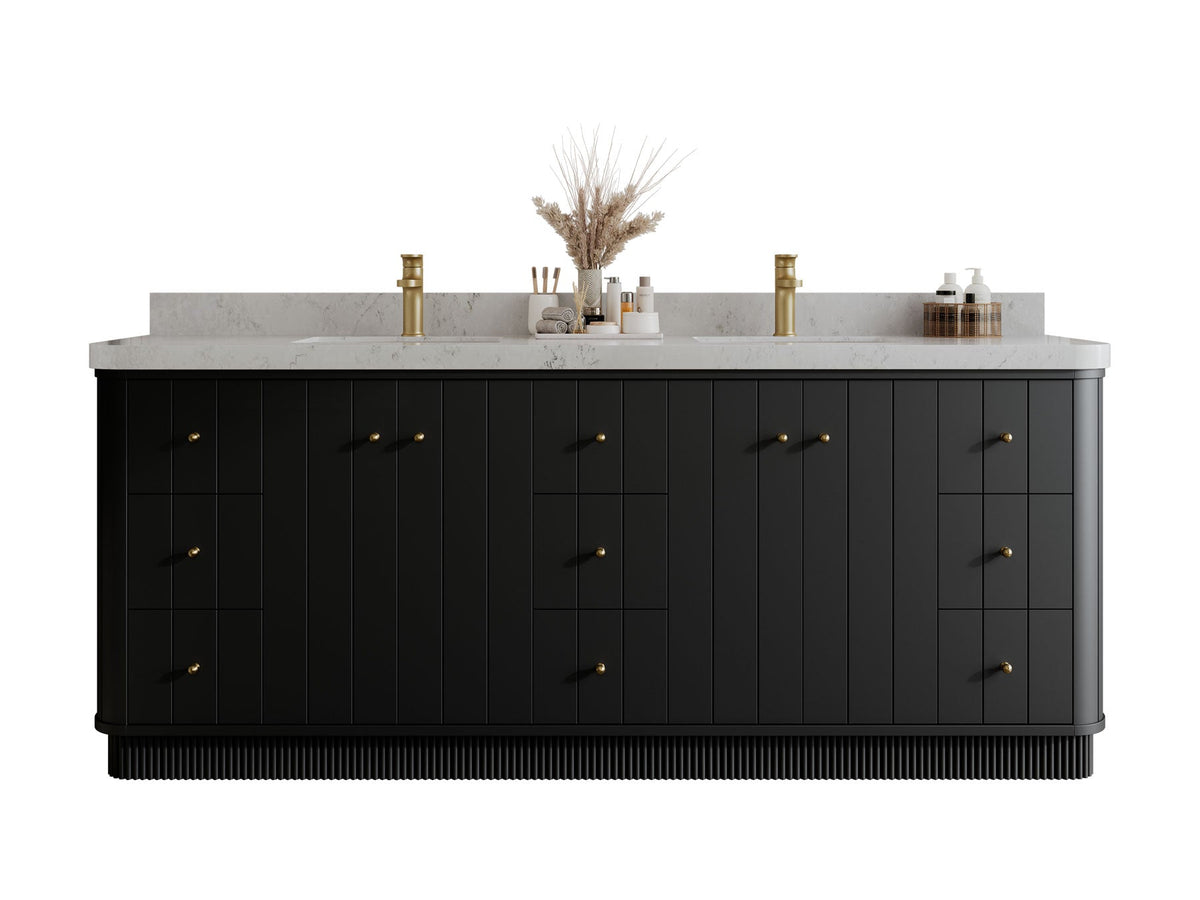 Houston 84 in. W x 22 in. D Free Standing Curved Edge Double Sink Bathroom Vanity - Willow Bath and Vanity