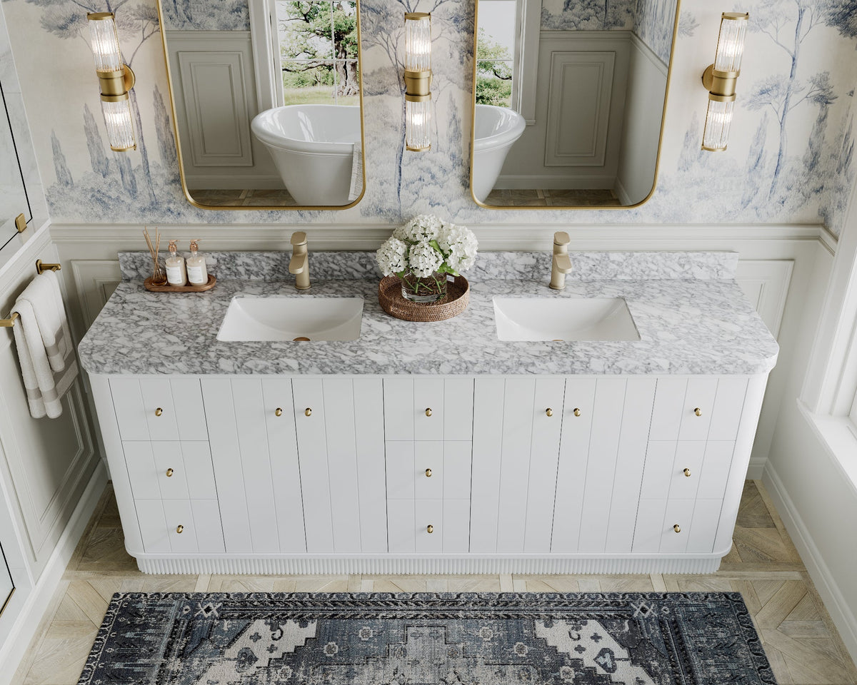 Houston 84 in. W x 22 in. D Free Standing Curved Edge Double Sink Bathroom Vanity
