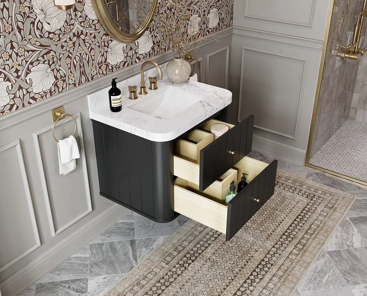 Houston Floating 30 in. W x 22 in. D Single Sink Bathroom Vanity - Willow Bath and Vanity