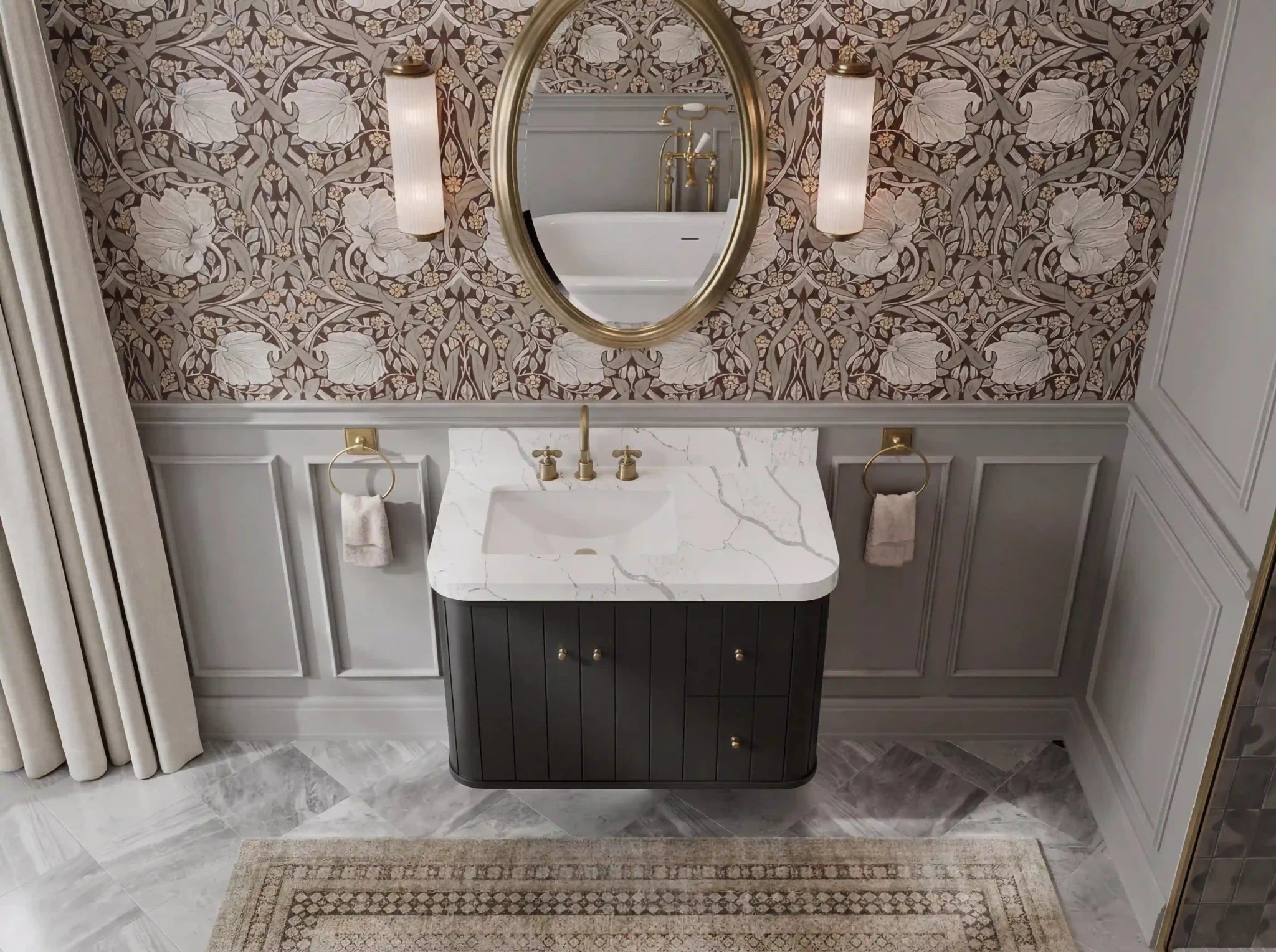 Houston Floating 36 in. W x 22 in. D Left Offset Sink Bathroom Vanity - Willow Bath and Vanity