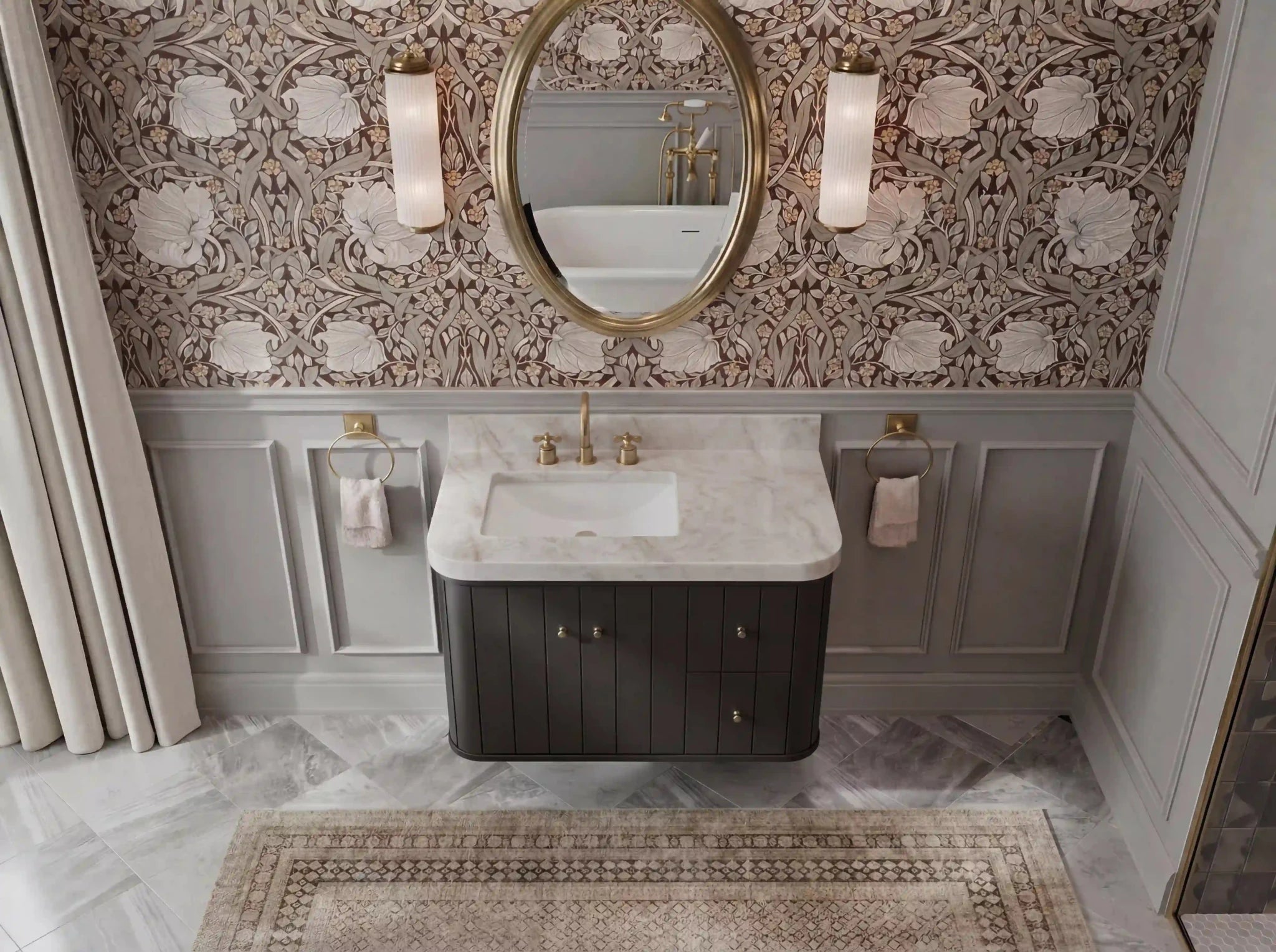 Houston Floating 36 in. W x 22 in. D Left Offset Sink Bathroom Vanity - Willow Bath and Vanity